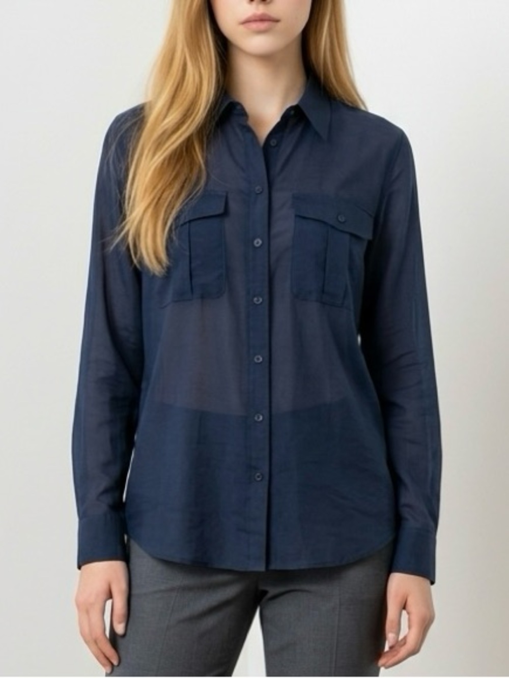 Ralph Lauren Navy cotton gauze light weight Button-Down Shirt